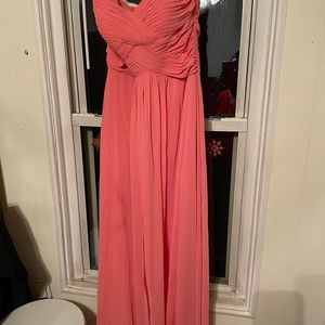 Strapless gown from Davids Bridal. Beautiful pink color